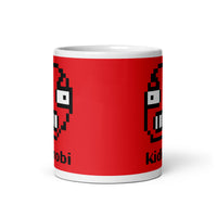 The KidKinobi White Kinobi Face Glossy Mug -- Red