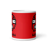 The KidKinobi White Kinobi Face Glossy Mug -- Red