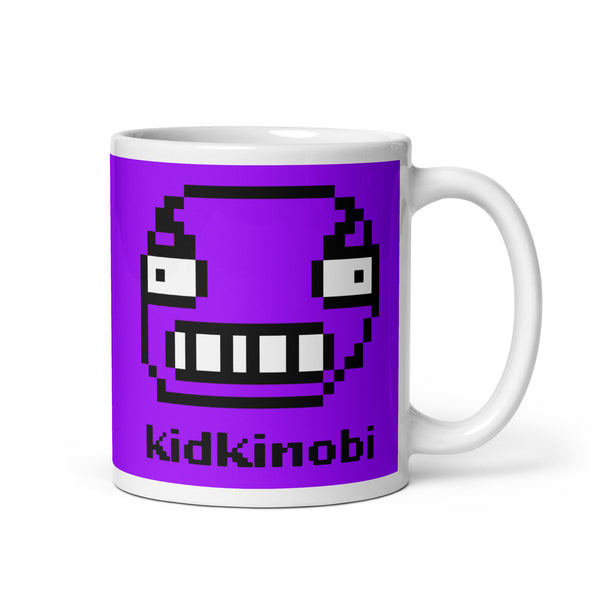 The KidKinobi Face White Glossy Mug -- Purple