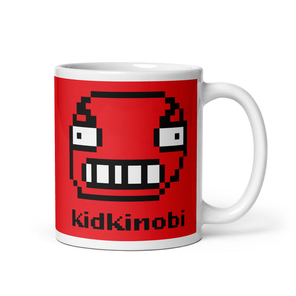 The KidKinobi White Kinobi Face Glossy Mug -- Red